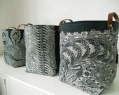 Medium Indigo Hamper collection with leather handles