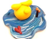 Parker BOTTOM'S UP Snorkeling Figurine - Polymer Clay Character StoryBook Scene Sculpture