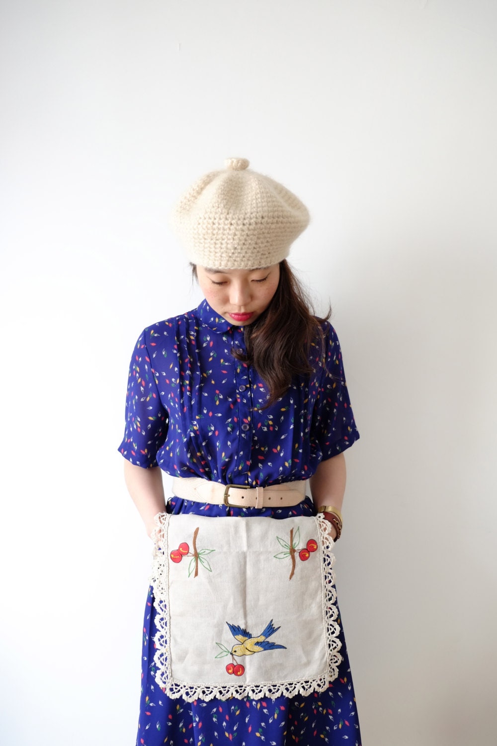 Ultramarine Japanese vintage leaf dress, medium