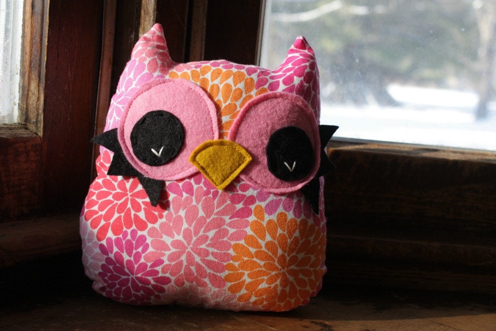 owl toy, owl decor pillow, stuffed owl plush