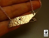 Tennessee State , solid sterling silver necklace , sterling silver chain, custom heart