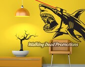 Full wall Shark with a fricken laser beam attached to its head decal