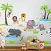 Safari Jungle Animals HUGE Wall Decal Set Monkey Giraffe Elephant Lion Zebra Tiger Crocodile Hippo Nursery Kids Playroom Room Sticker Art