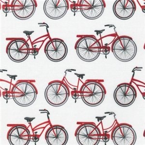 Everyday Favorites by Mary Lake Thompson for Robert Kaufman Fabrics- Bicycles Red (AMK-13560-3 RED)