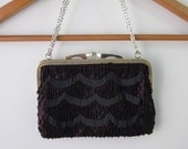 Vintage Black Beaded Purse Hand Bag