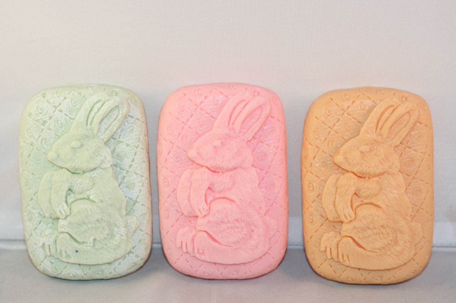 Primitive Rabbit Bars of SOAP 2 Beautiful Large Soap Bars In Pastel Colors