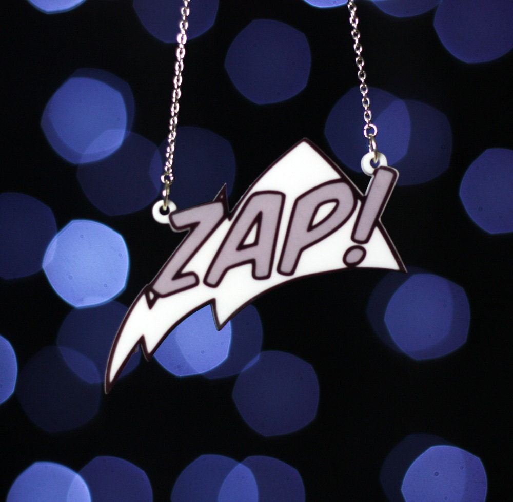 Zap Comic Blast Necklace, Silver Plated Chain