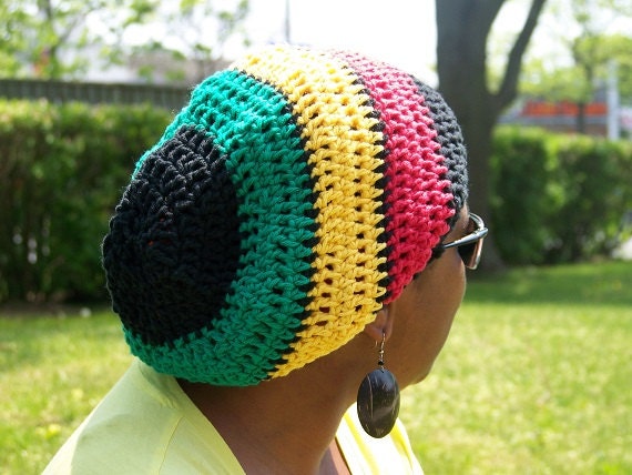 Rastafarian hat Adult Unisex Crochet Slouchy Roots Rasta Hat