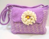 Spring Purse, Wool Shoulder Bag Converts to Crossbody Bag, Knit Felted Wool Purse, Lilac Purple, Mothers Day