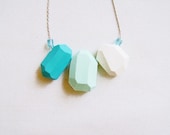 SUMMER SALE Mint Pastel Geometric Necklace - Pastel Color Block - turquoise, mint, white - Rare Diamonds Collection