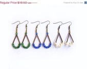 SUMMER SALE Jade or Coral Boho Dangle Earrings,Geometric Dangle Earrings
