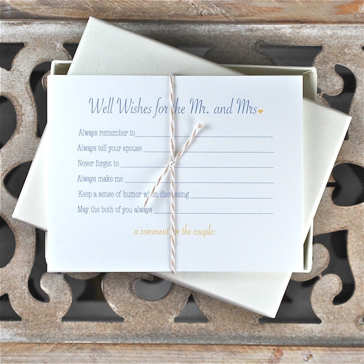 Guestbook . Bridal Shower Activity . Well Wishes Cards . Wedding Advice Cards . Bridal Shower Wishes - Well Wishes for Mr. and Mrs.