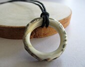 Silver & Ivory glass lampwork pendant necklace - organic lamp work beaded necklace