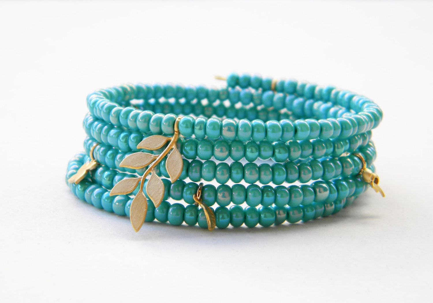 Mothers Day Sale - Turquoise blue wire wrap charm bracelet -