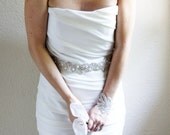 Crystal and Pearl Wedding Sash QUEENS LACE Rhinestone and Pearl Bridal Belt