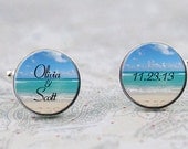 Beach Wedding Cufflinks, Personalized Gift for the Groom