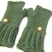 Crochet Dark Sage Fingerless Gloves Mittens Size Small to Medium