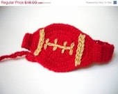 ON SALE 40 % OFF Crochet Headband in Red and Champagne Football Headband