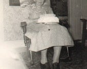 Vintage Photo Elderly Woman Holding Her Birthday Cake with Candles