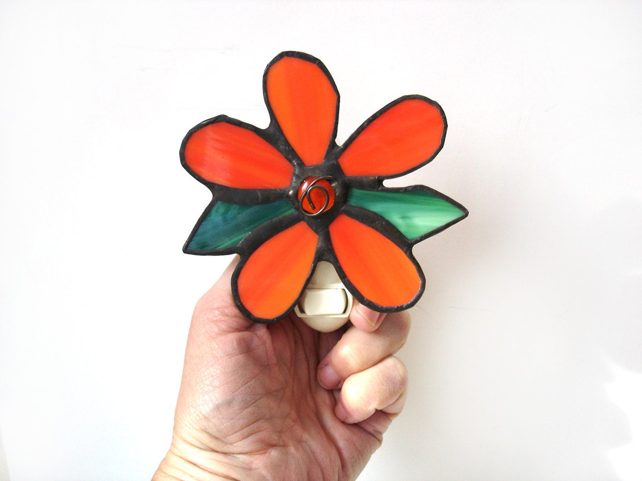 Night light orange flower modern home decor bright funky contemporary spring summer decor