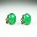 Edwardian Art Deco Emerald Green Chrysoprase Silver Filigree Earrings