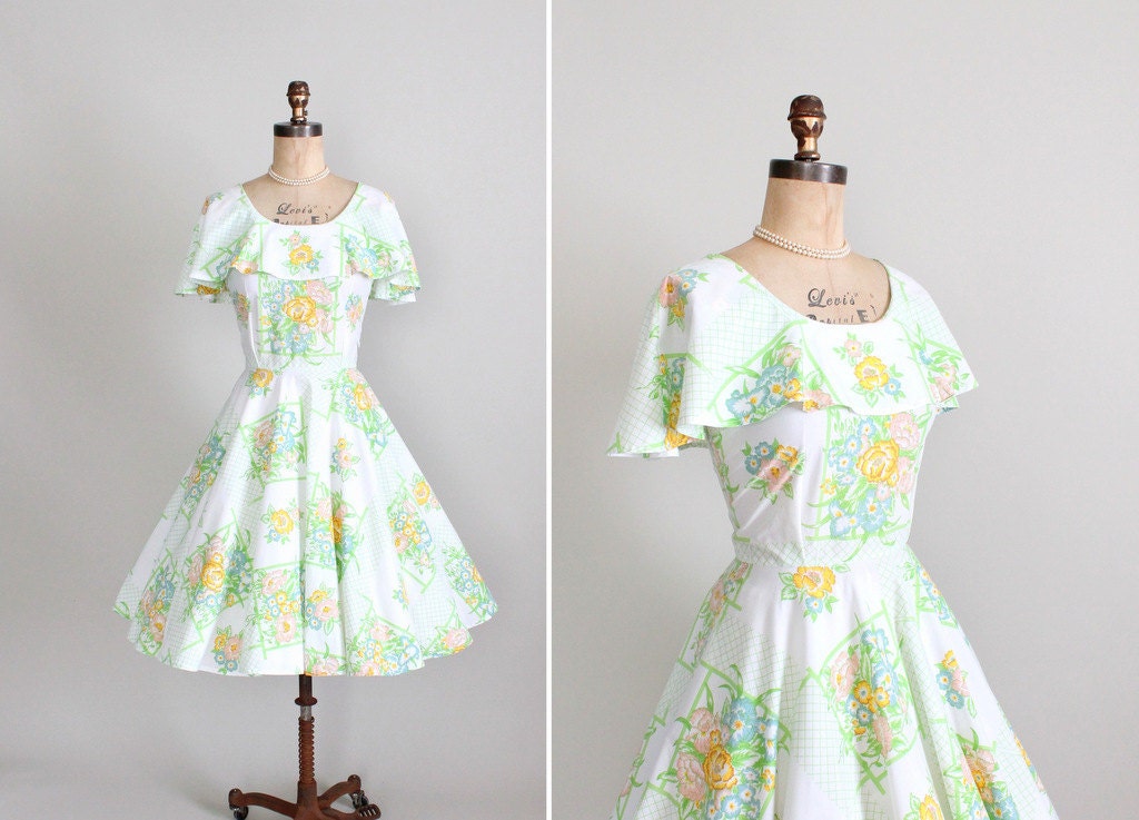 Vintage 1960s Dress : 60s Cotton Circle Skirt Sundress