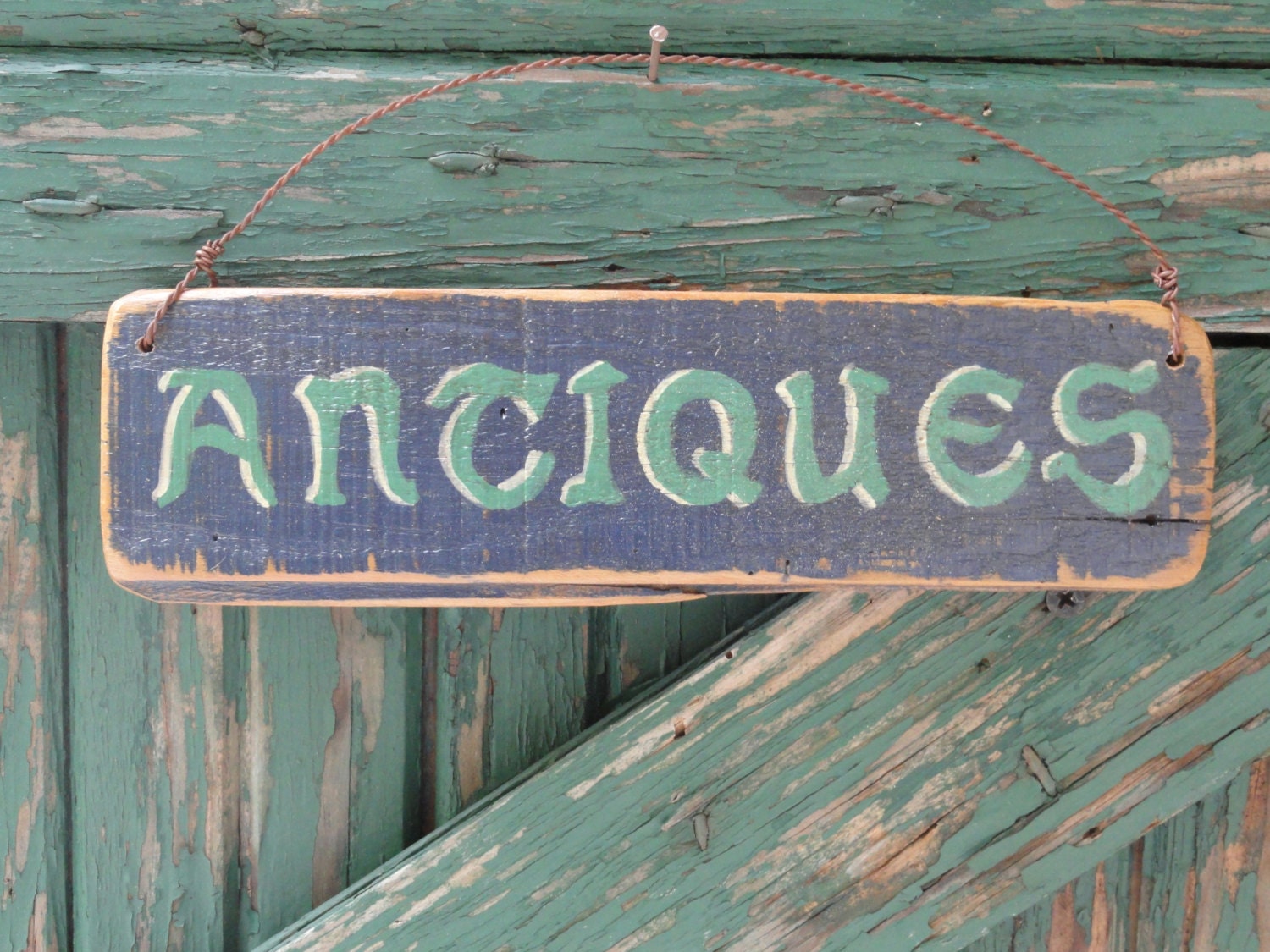 ANTIQUES - Primitive Sign - Rustic - Country Wall Hanging - Repurposed Farmhouse Wood - Home Decor