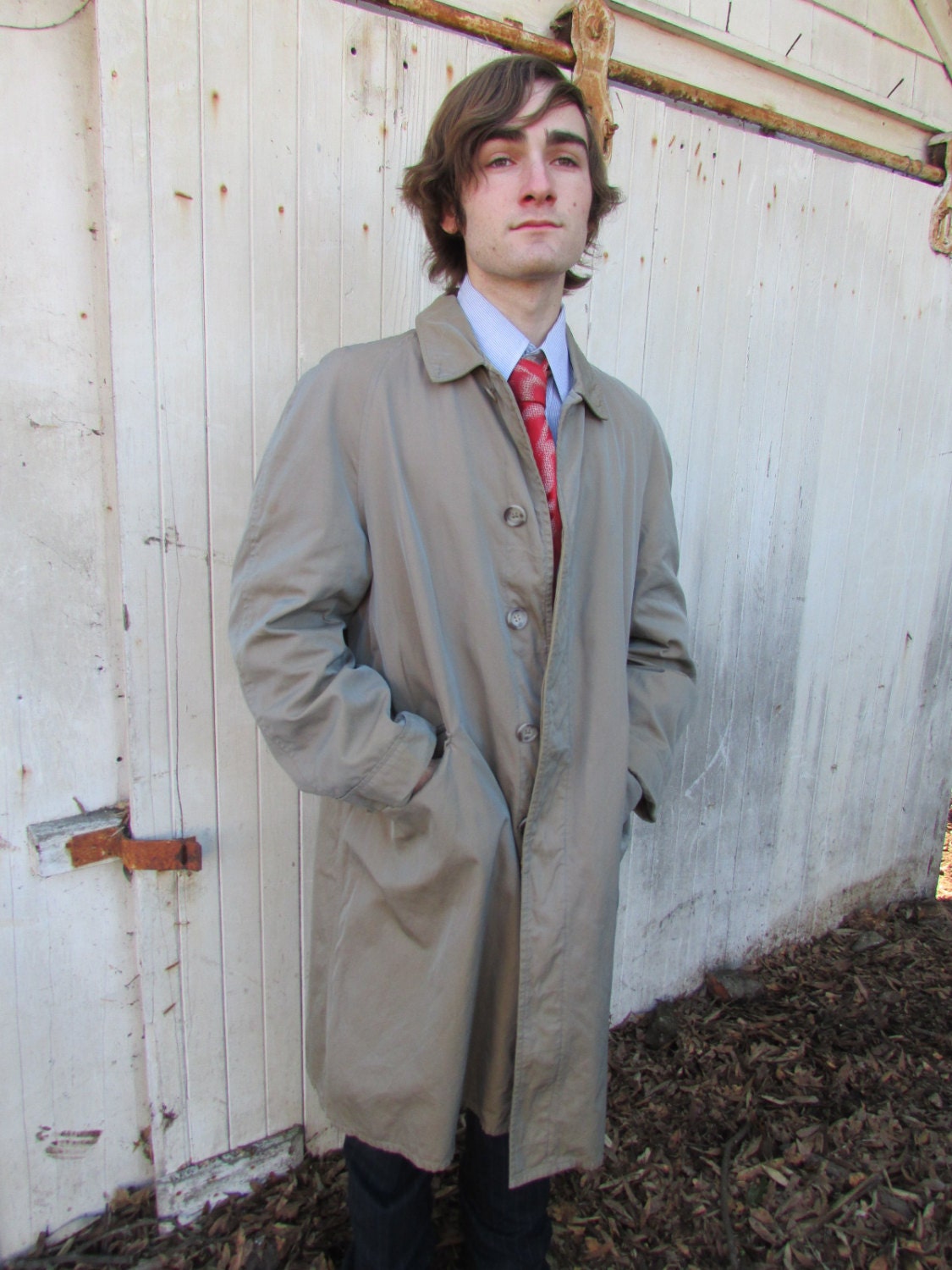 vintage 50s  mens sharkskin coat raincoat iridescent coat 42