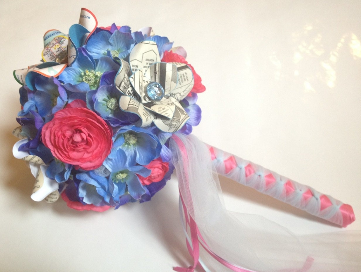 Comic book Manga Literary Bridal Bouquet - CUSTOM COLORS