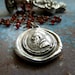 Nostradamus Intaglio Wax Seal Necklace. Red Garnet Sterling Silver Chain. Antiqued Wax Seal Jewelry
