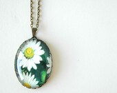 Vintage Storybook Necklace - Daisy - 40x30 Glass Pendant