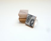 Black & White Paisley Scrabble Tile Ring - Silver Adjustable (T17)
