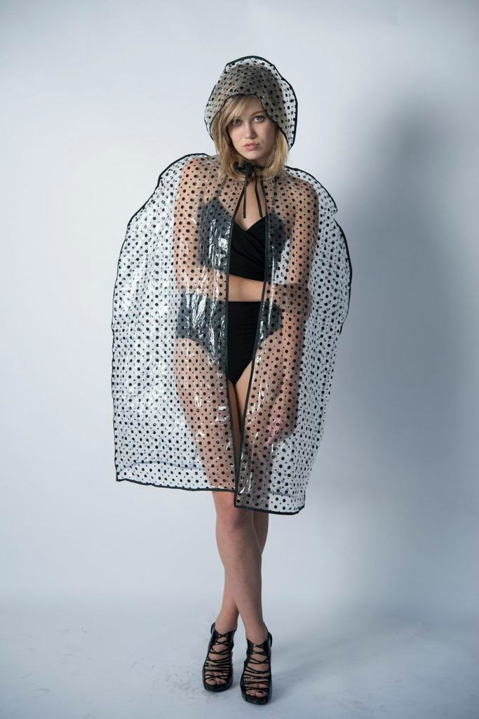 1960s iconic polka dot plastic rain poncho