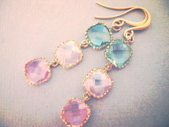 Pastel Color Block Earrings, Bridesmaids Jewelry, Bridal Jewelry