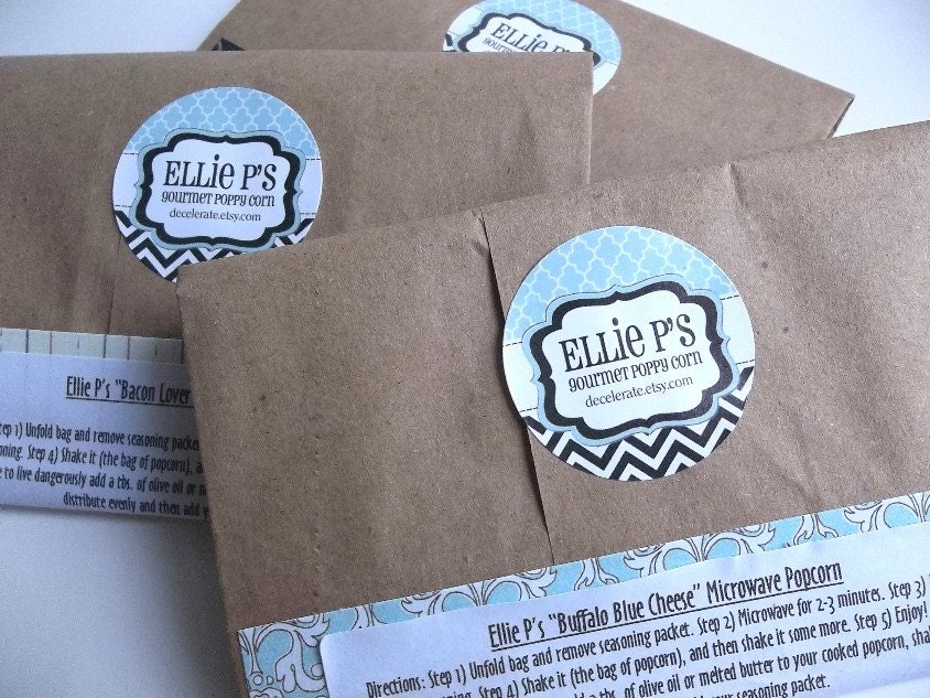 Ellie P's Gourmet Microwave Popcorn-Three Pack- Organic Yellow Corn - No GMO - Three Flavors- FREE SHIPPING