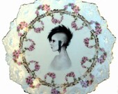 Modern Lady Portrait Plate - Altered Antique Plate