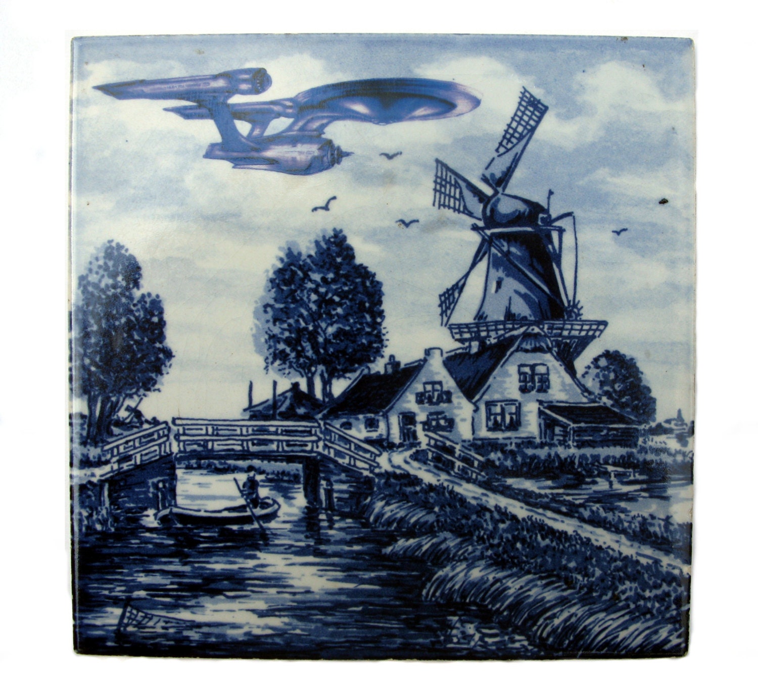 USS Enterprise, NCC-1701 Landing -  Altered Delft Tile