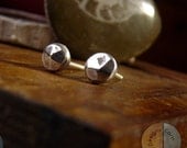 Small Faceted Pounded Pebble, Handmade Sterling Silver Studs
