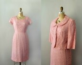 Vintage 1960s Dress and Jacket - Pink Lace Wiggle Dress and Jacket - Dear Miss Manners