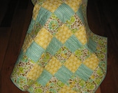 Contemporary Baby Quilt in Aqua, Mustard, and Green