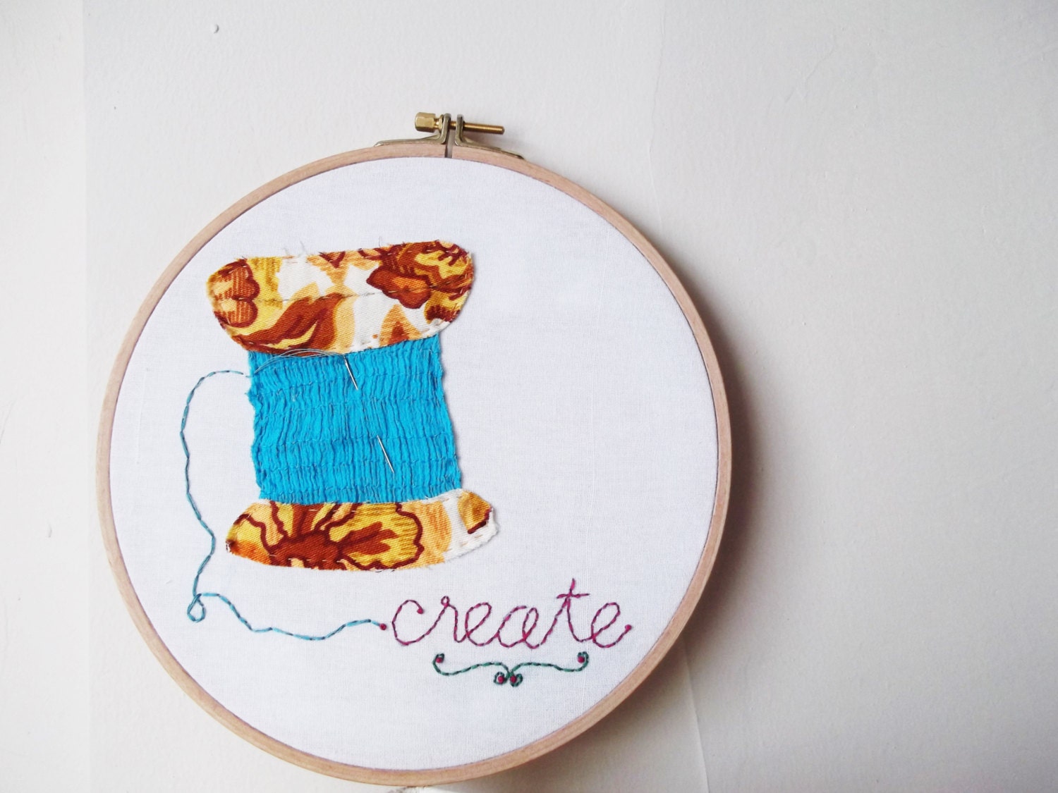 Create - Embroidery Letters Collage Sign Wall Decor Hoop - Nursery Room  Work Shop Art
