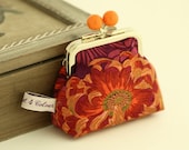 NEW Orange bobble golden frame orange flower coin purse
