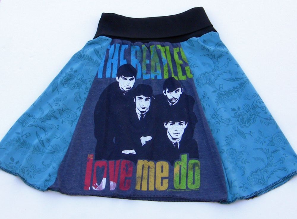 Recycled Beatles Skirt Womens Size S/M