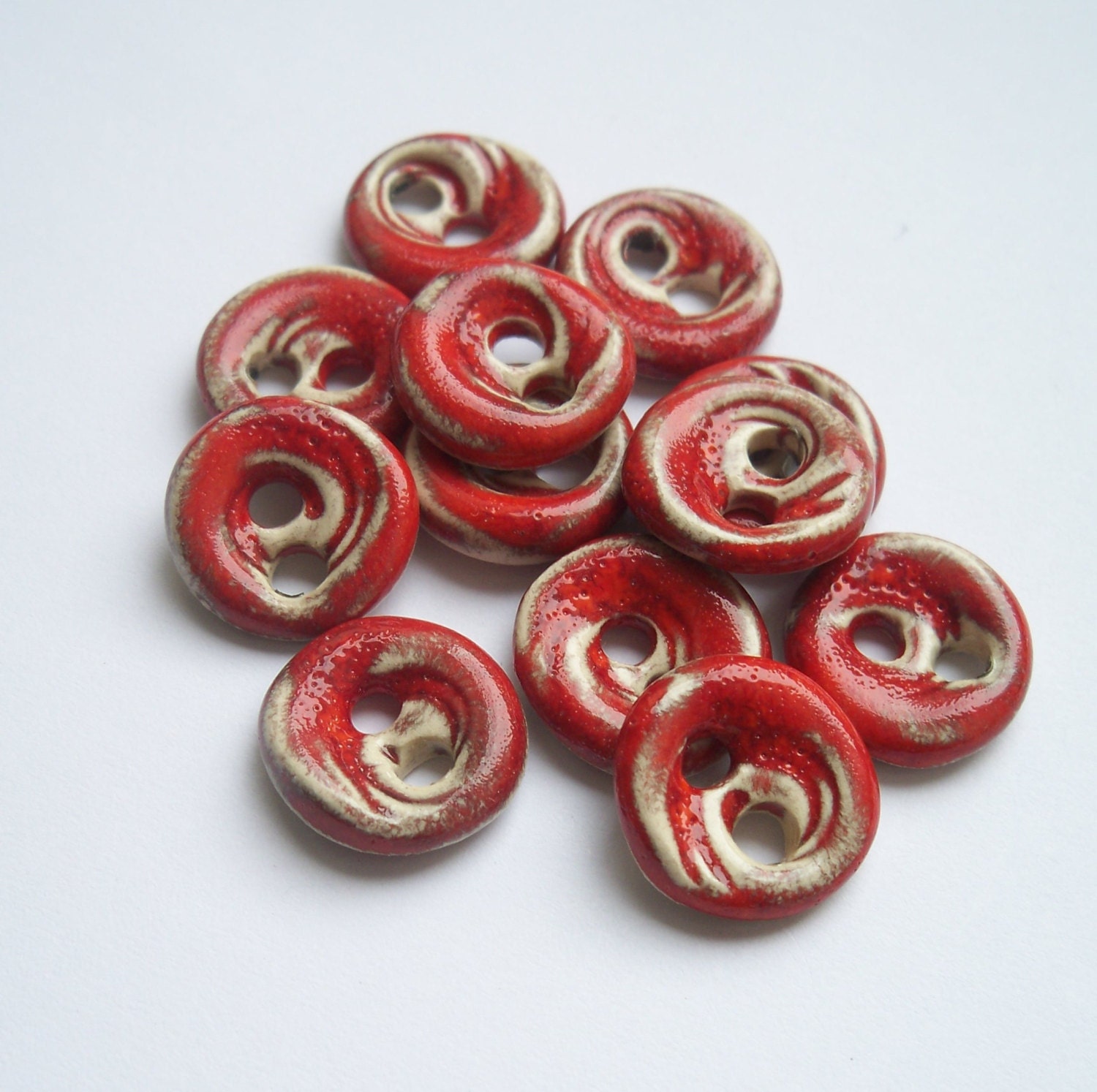 Small Red Hot Chilli Twirl Ceramic Buttons