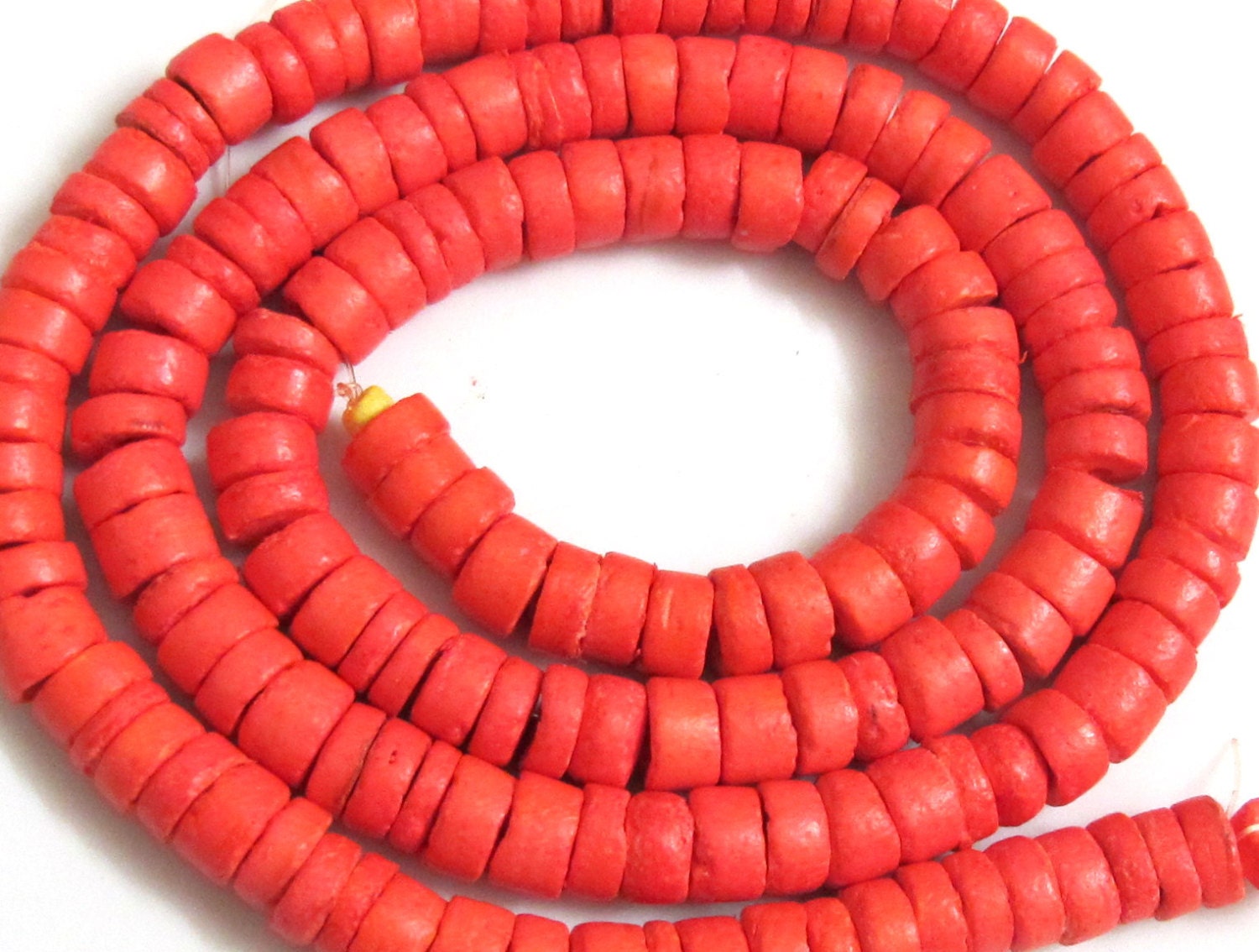 Natural coconut beads long strand 22 inches - orange - NB044 - 150 plus beads
