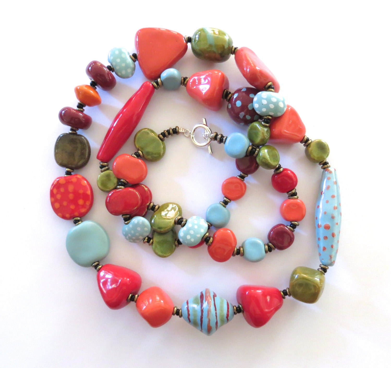 Beaded Necklace, Statement Necklace, Kazuri Bead Necklace, Fair Trade