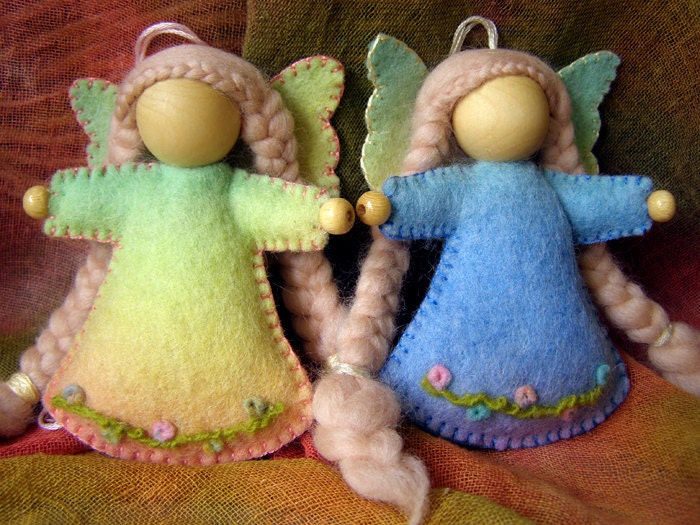 Felt Fairy - Waldorf  inspired hanging fairy, Made In Australia, natural wool felt, needle felted dress.