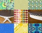 Laminated cotton oilcloth tablecloth 56" round or square with elastic around edge great for families and outdoor eating