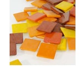 Glossy Bright Orange Vitreous Glass Mosaic Tile Sunset Mix