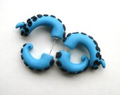 Flying DutchmenTentacle Earring Fake Gauge - Teal - Black -Pirate -Octopus -Squid